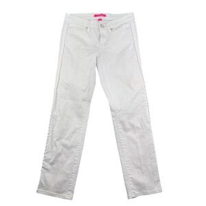 Lilly Pulitzer Women's‎ White Denim Jeans Size 4 Braided Trim Cropped Pants